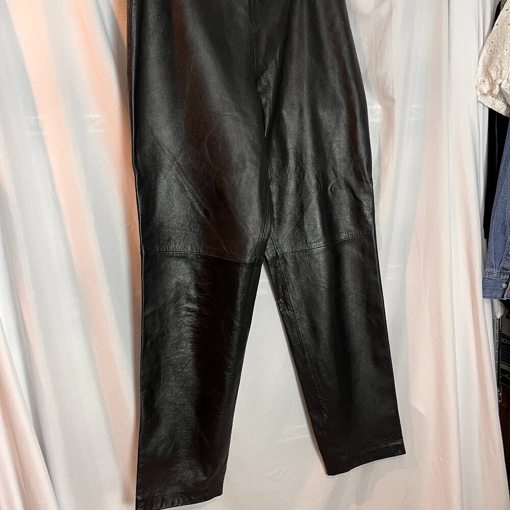 Women's Black Genuine Leather Pants Size 8
